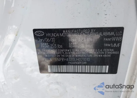 2020 Hyundai Sonata Limited from USA, damaged, VIN 5NPEH4J20LH021010